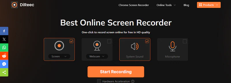 direec online screen recorder for windows 10