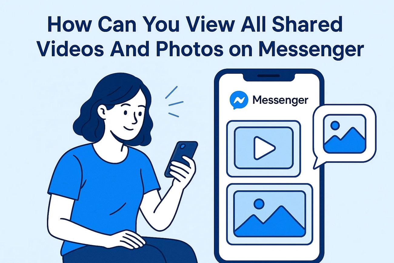 How to view old photos and videos in Messenger, illustrating finding shared media