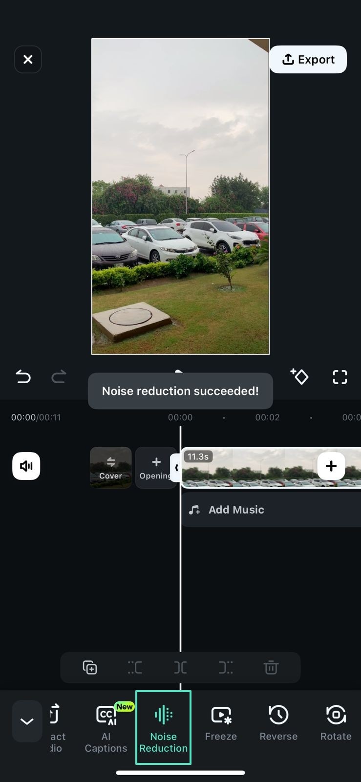 noise reduction feature filmora app