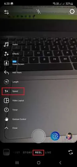 select the speed to record a new one