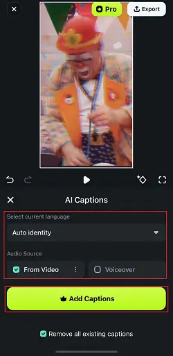 modify settings and add captions