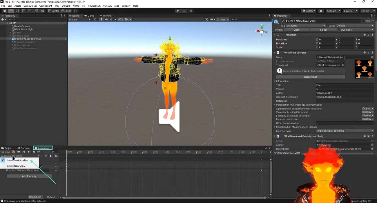 access transition animation in unity