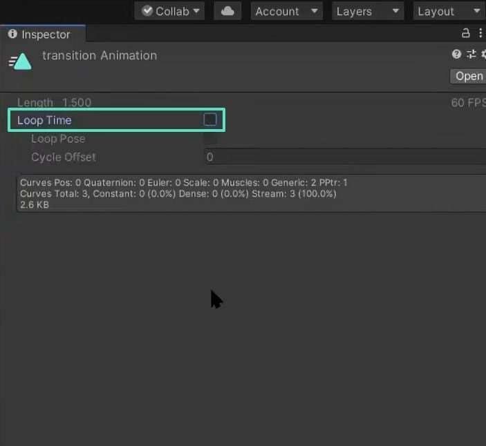 turn off loop time transition