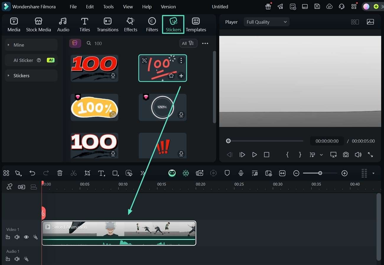 add sticker into filmora