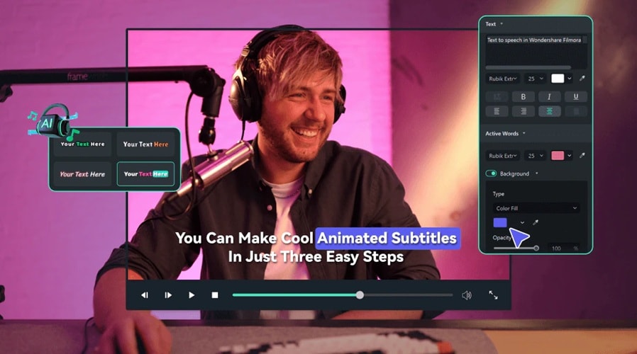 filmora ai caption features