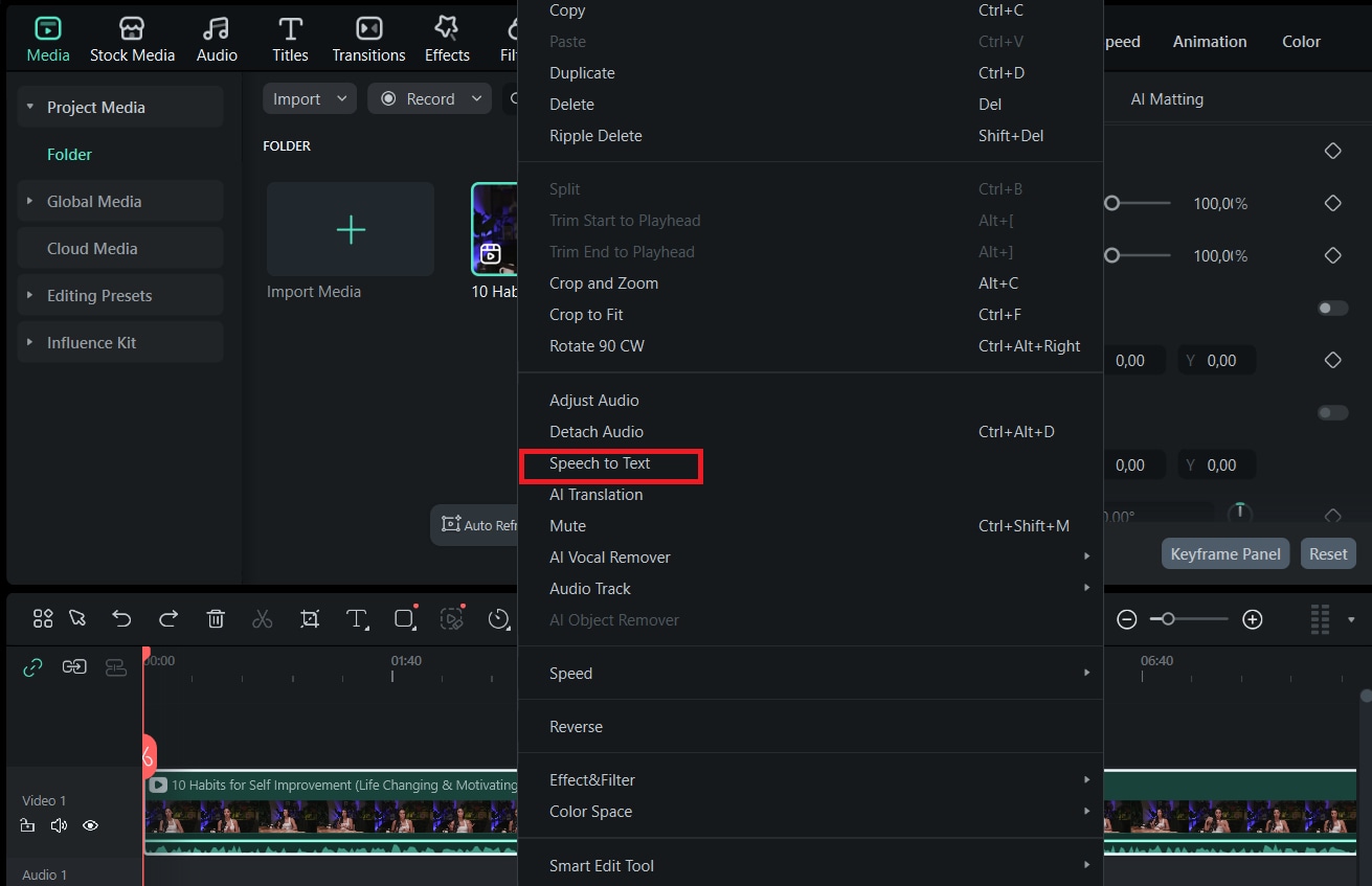 apply speech to text feature