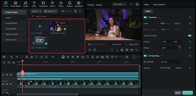 podcast transcription result filmora