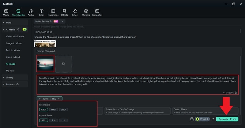 write prompts and click generate