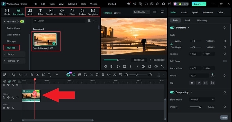 drag ai video to the timeline