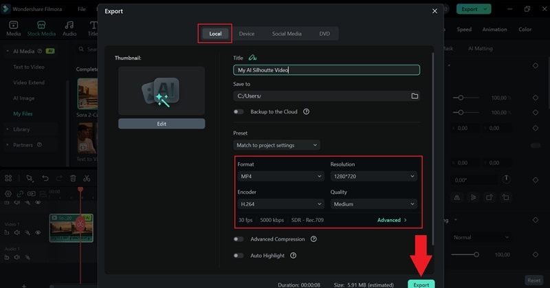 export and save your video
