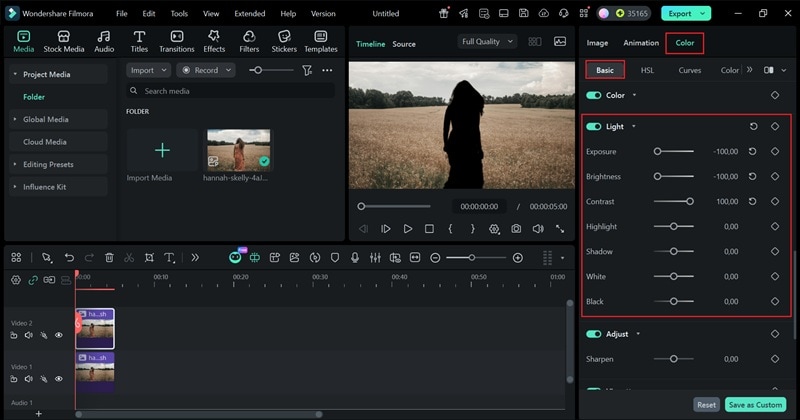 control contrast to make silhouette effect