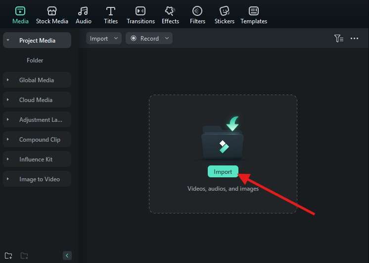 import your podcast video to filmora