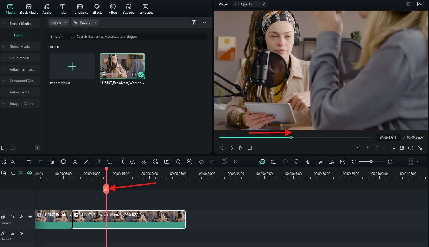 make another cut using wondershare filmora