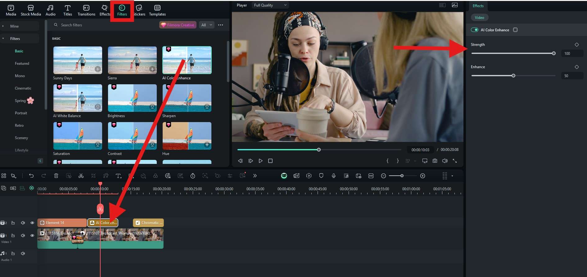 add stickers to podcast videos filmora