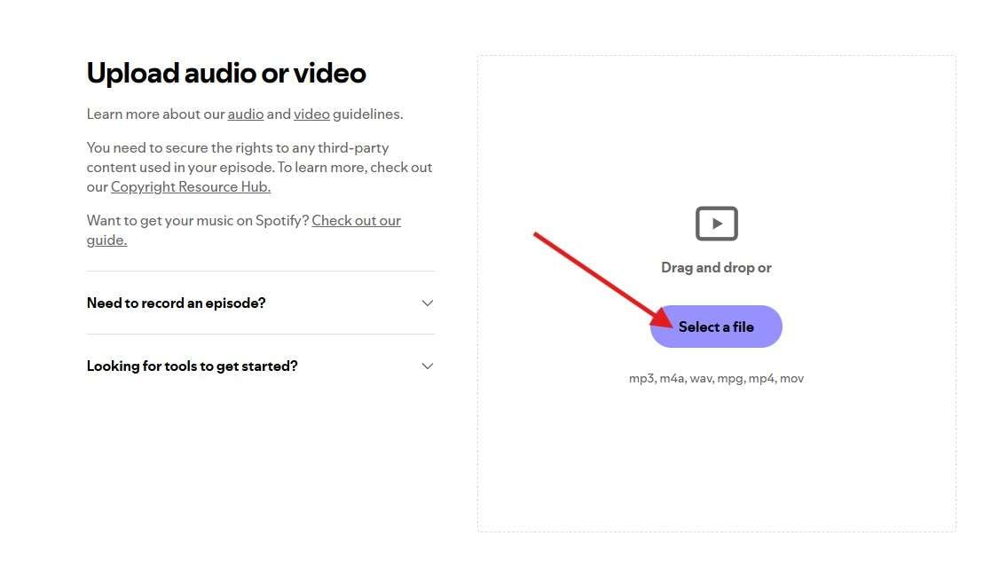 select a file from your drive