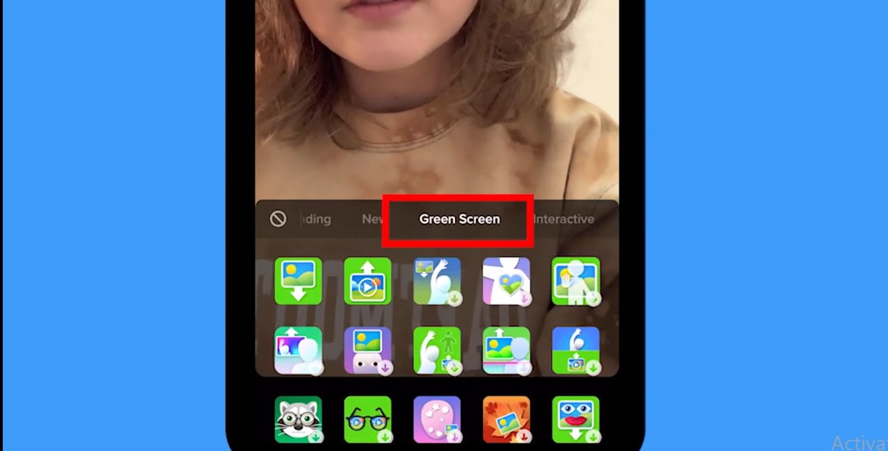 green screen option in TikTok