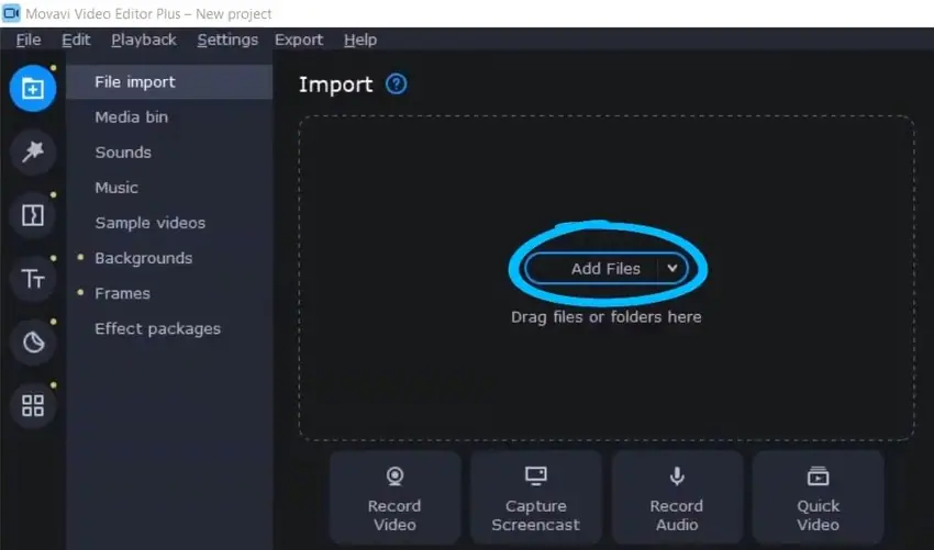 import an audio into movavi