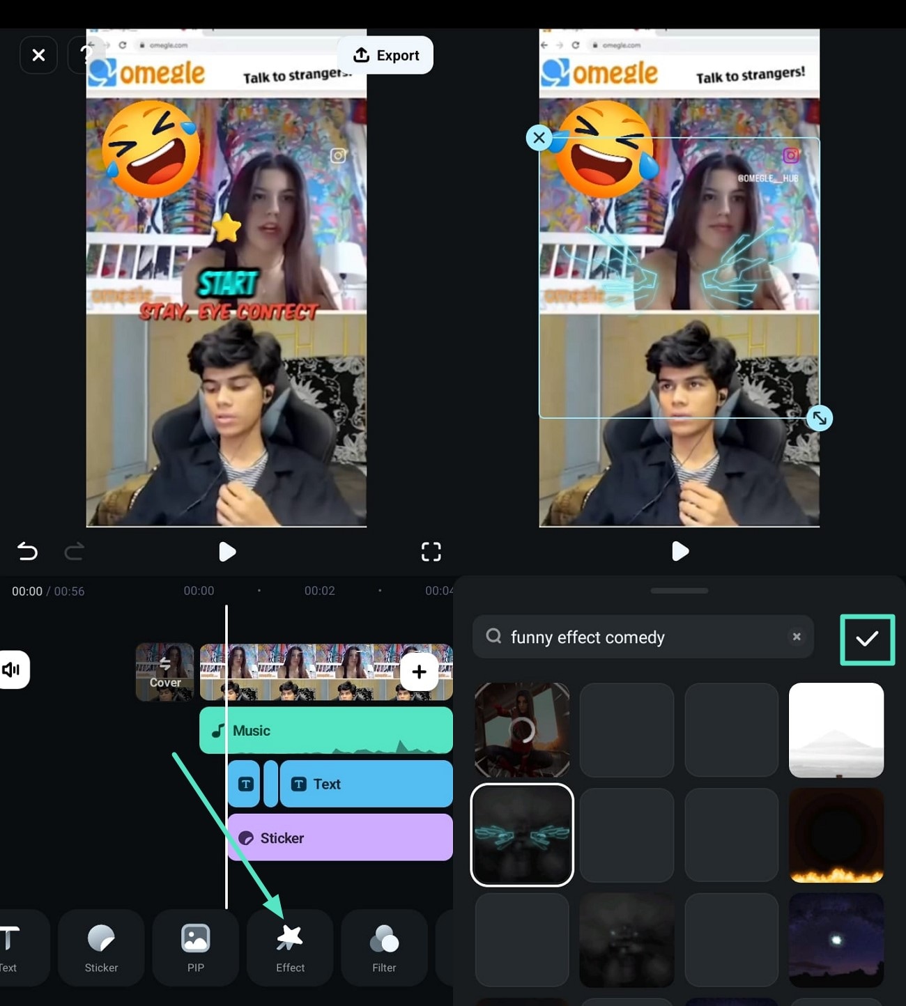 add hilarious effects from library