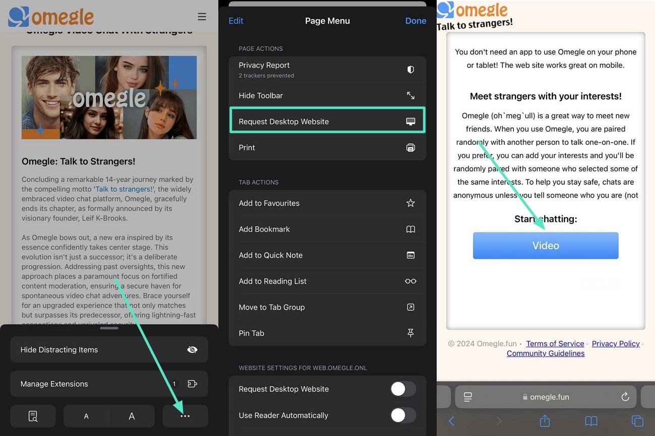 use omegle desktop on iphone