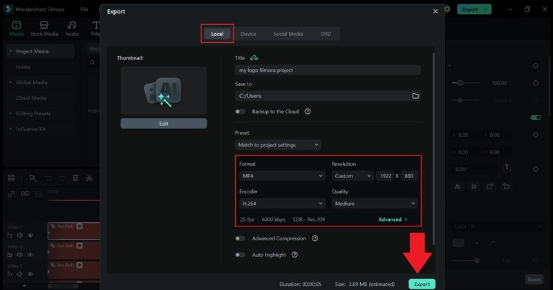 export and save your video