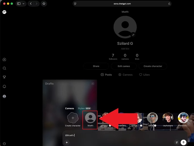 click your cameo in your profile