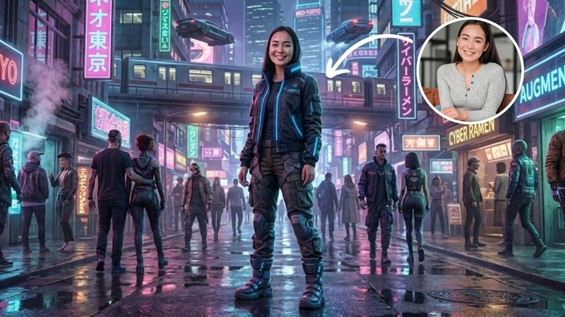 use cameo in cyberpunk environment