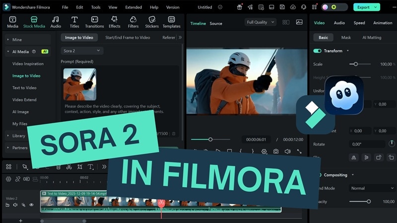sora 2 on filmora editor