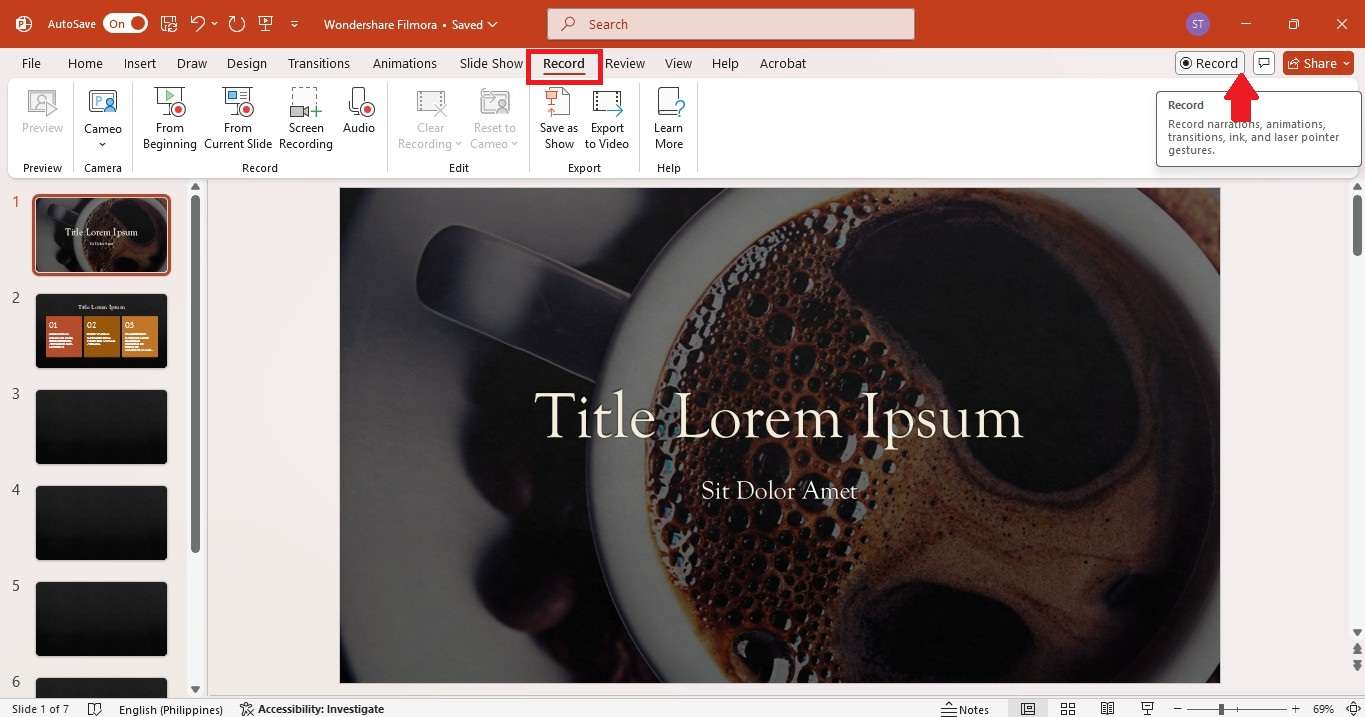 powerpoint screen recording options
