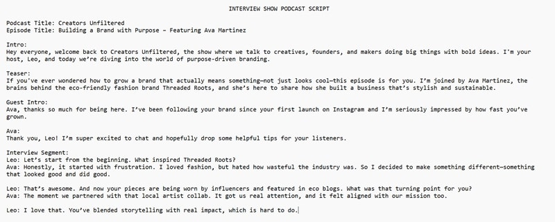 example of interview show podcast script