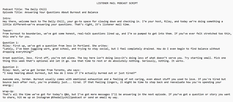 example of listener mail podcast script