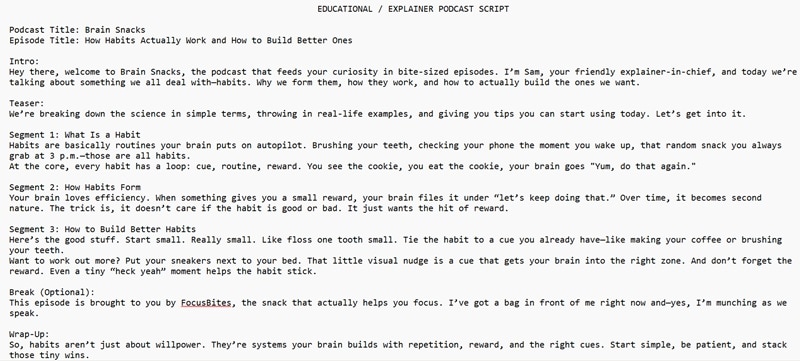 example of educational podcast script
