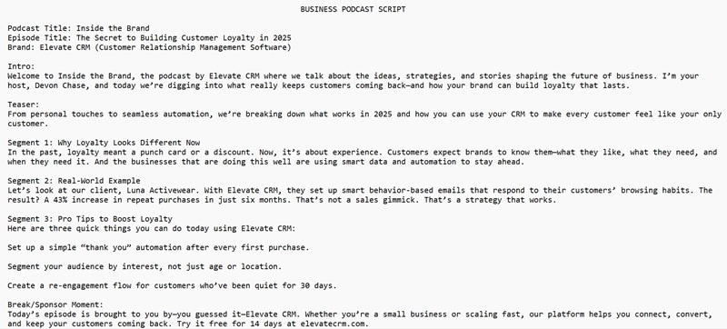 example of business podcast script