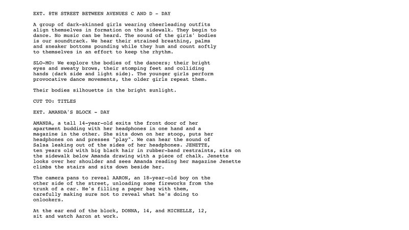 example of short film script