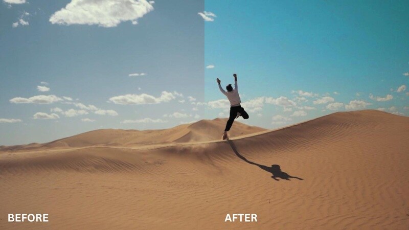 result of using hsl eyedropper filmora