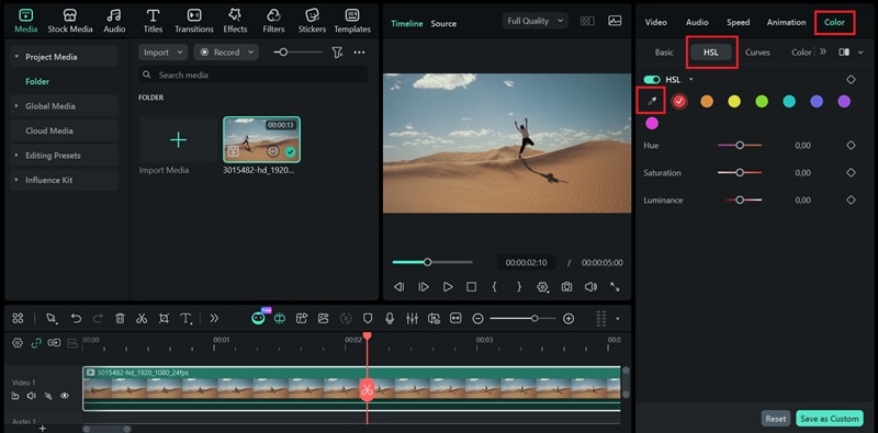 open filmora hsl feature