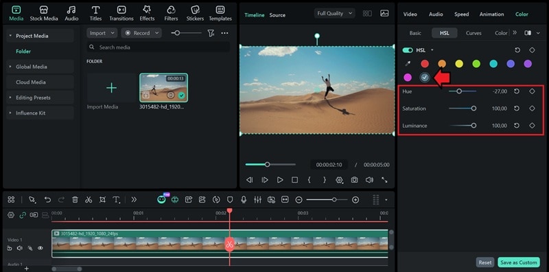 select and adjust color with hsl eye-dropper