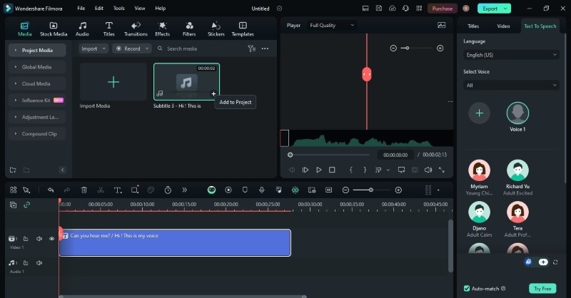 generated ai voice clone in filmora