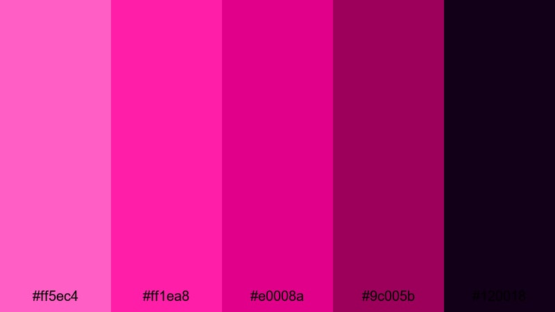 hyperdrive magenta rush red violet color palette with hex codes