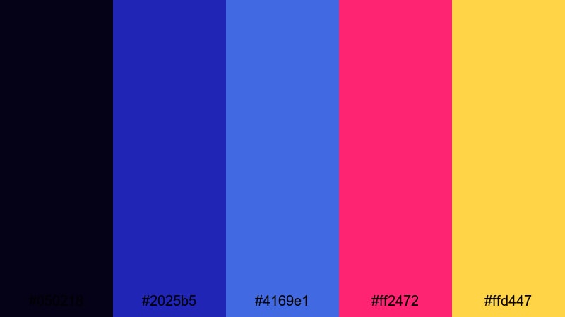 hypernova royal burst royal blue color palette with hex codes