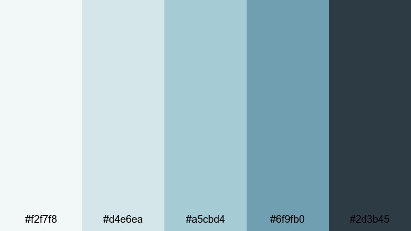 icy teal cinema gray light blue color palette with hex codes