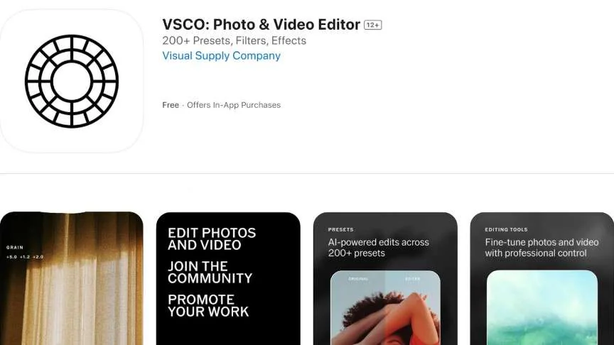 éditeur de photos et de vidéos Instagram VSCO