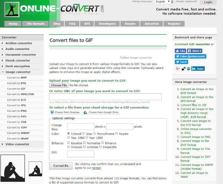 Online Image Converter لإنشاء gif