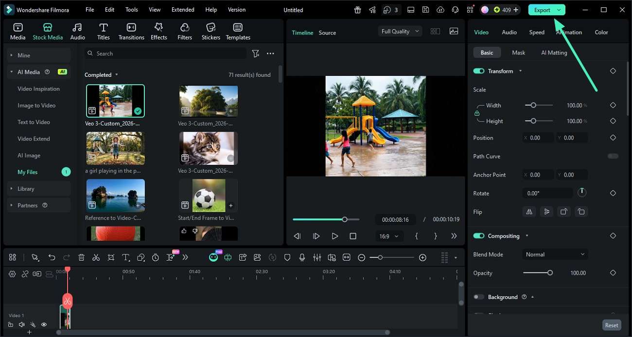 export generated video to device