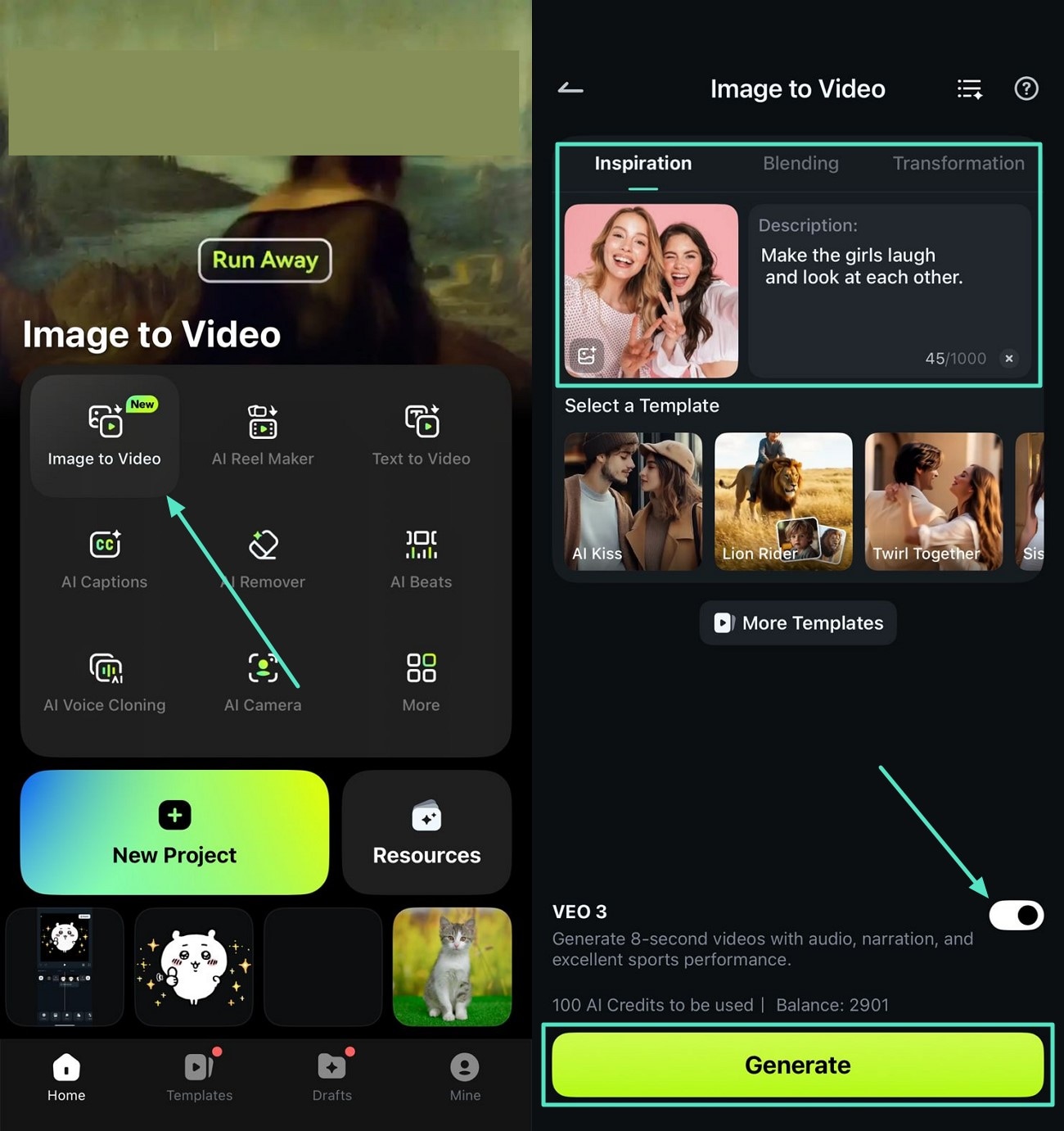 launch filmora generate image to video
