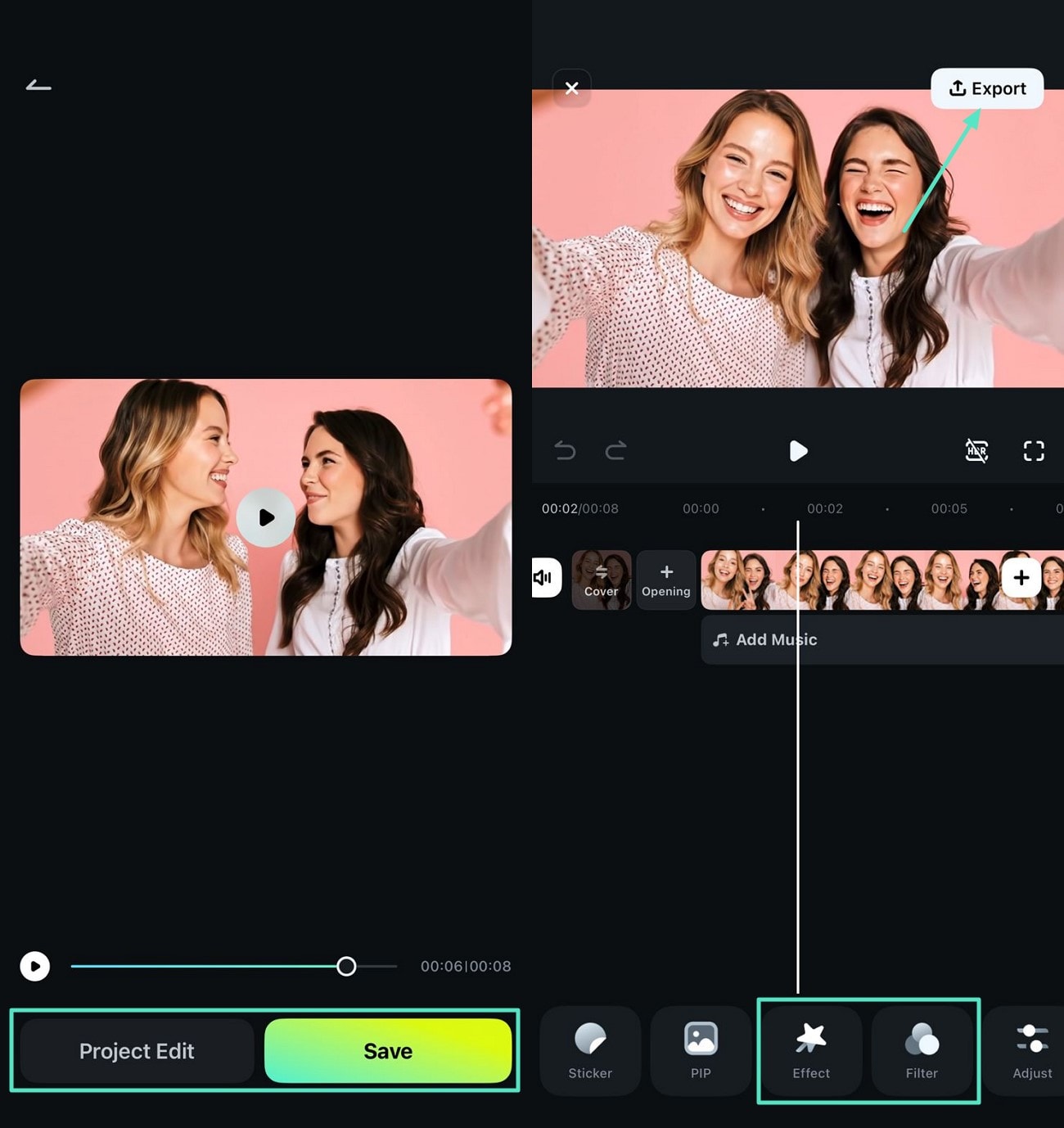 enhance video with effects and filters