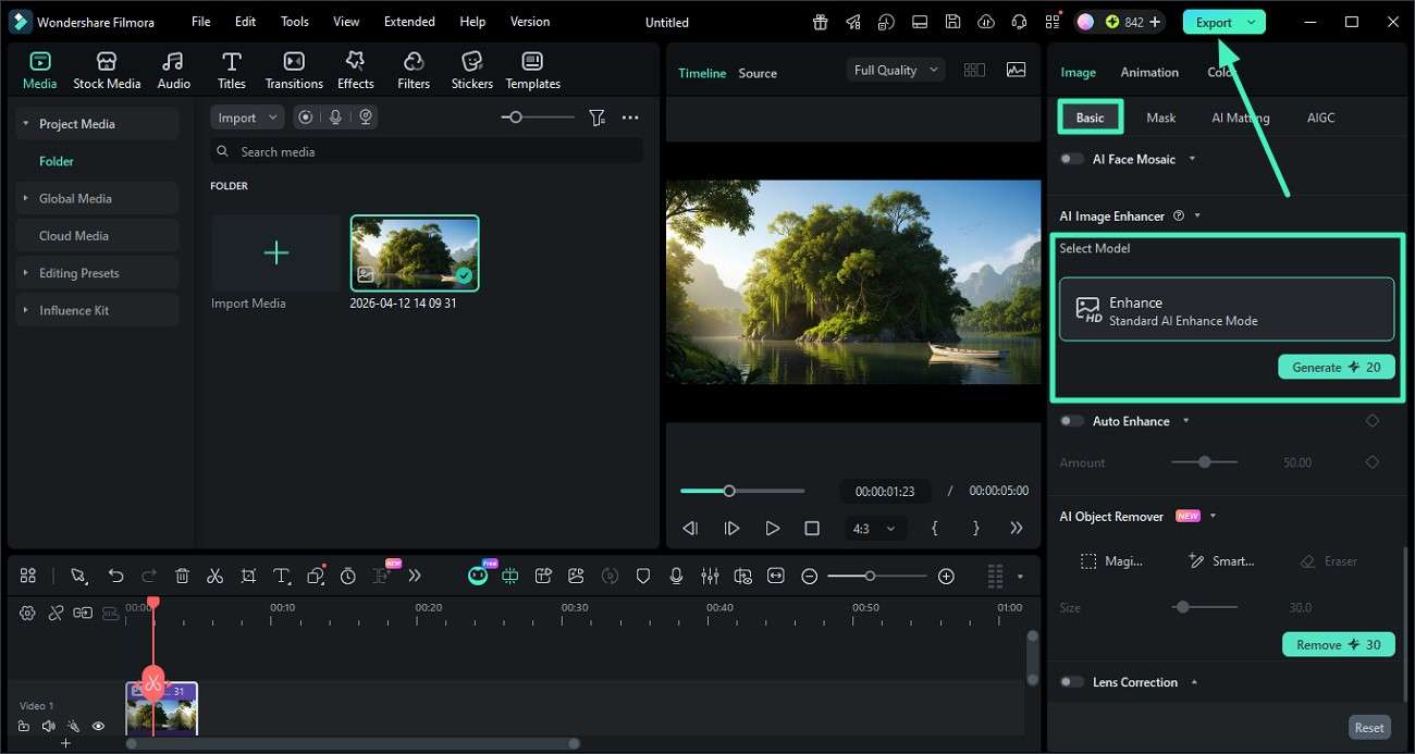 enhance final image with filmora