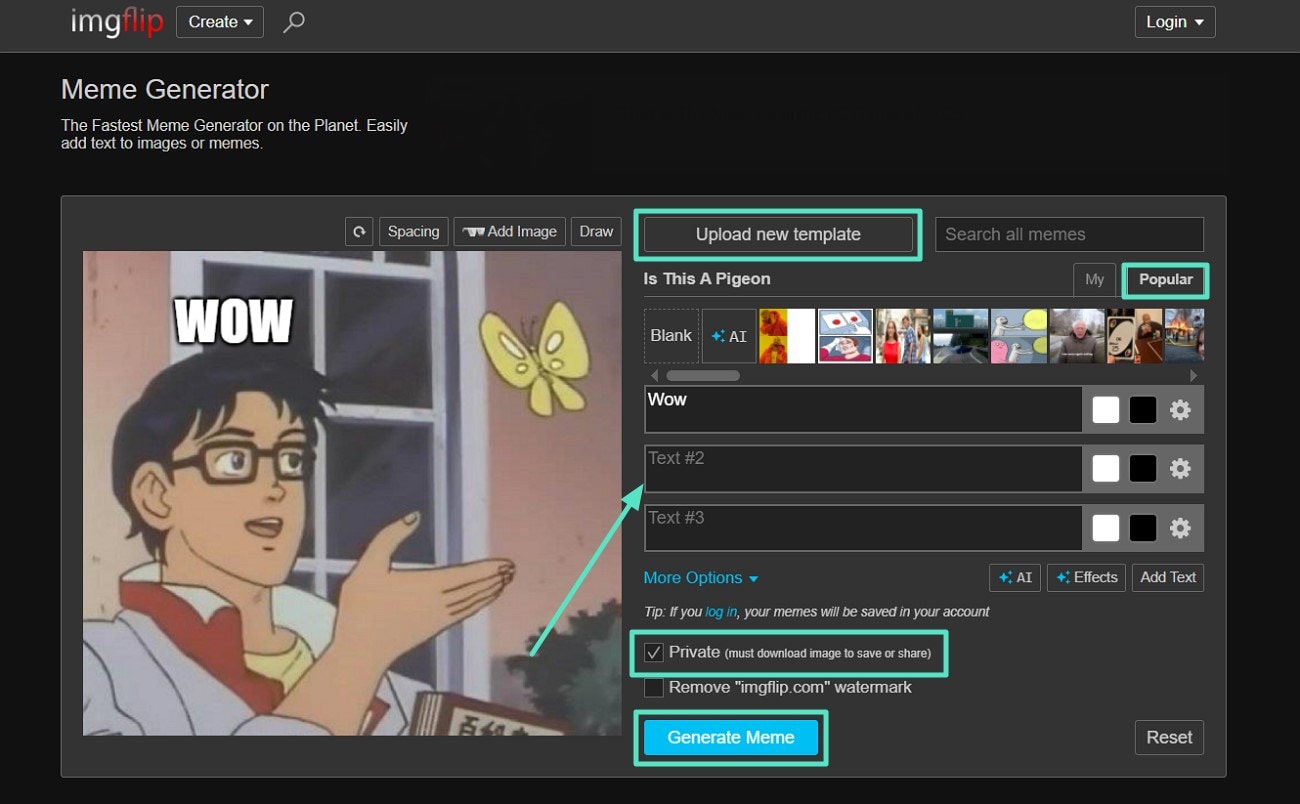 access imgflip and add text