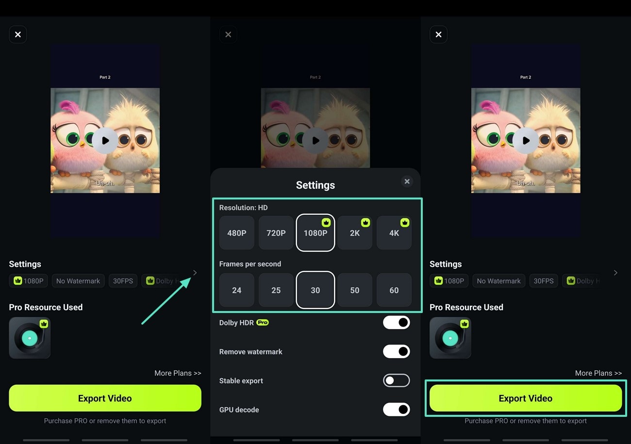 set export settings save meme