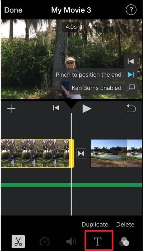 iMovie for iPhone add text