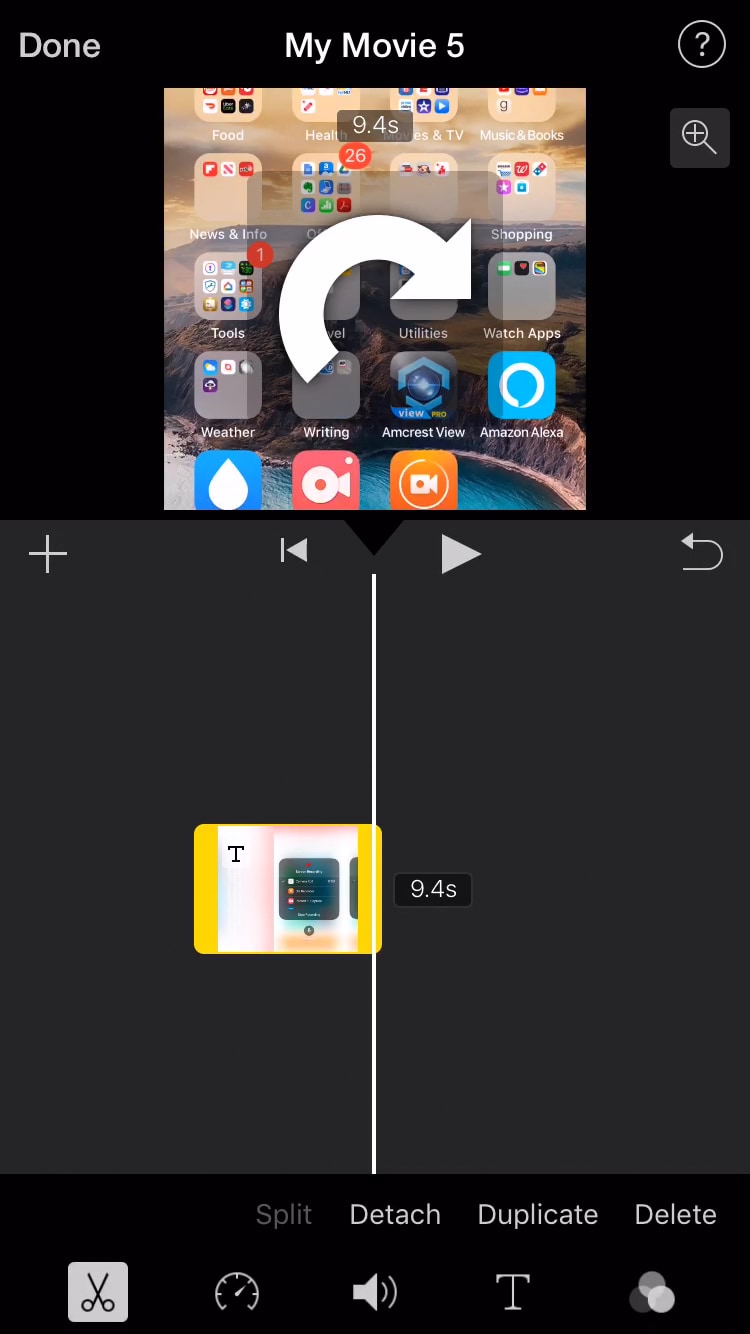 roate videos on iphone using imovie